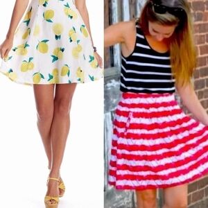 Lot Cynthia Rowley Yellow Lemon Red Cherry Full Side Pockets Mini Skirts 10